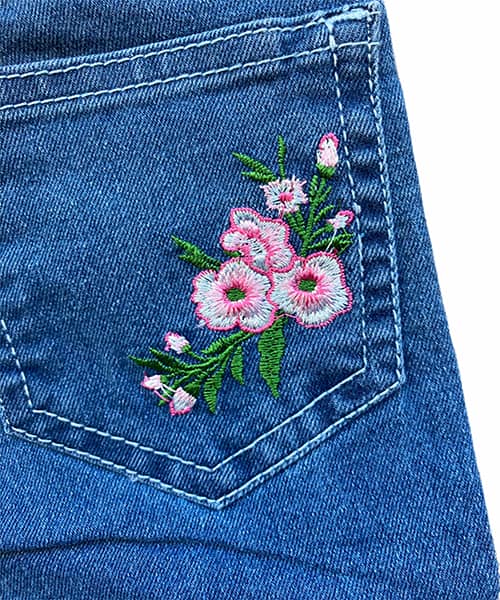 Embroidered denim jeans girl